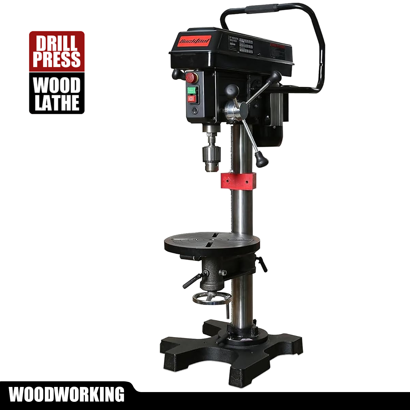 BUCKTOOL Drill Press and Wood Lathe Combo, 3/4HP 12" 6.2Amp 580-3200RPM Variable Speed Benchtop Drill Press and 12"x17" Wood Lathe - Bucktool