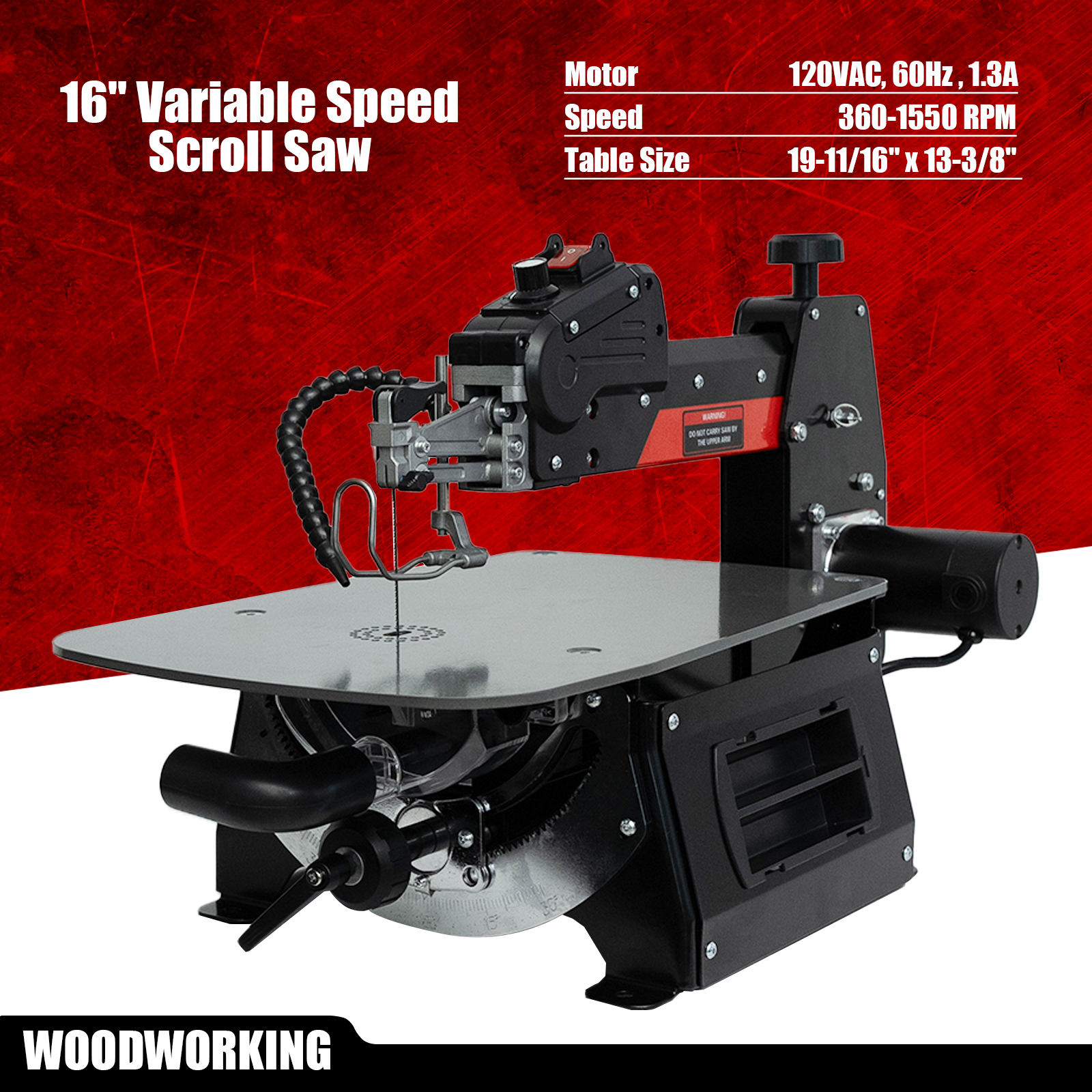 Bucktool 16 Inch Variable Speed Scroll Saw, 1.3A Power Scroll Saws for Woodworking SSA16GV