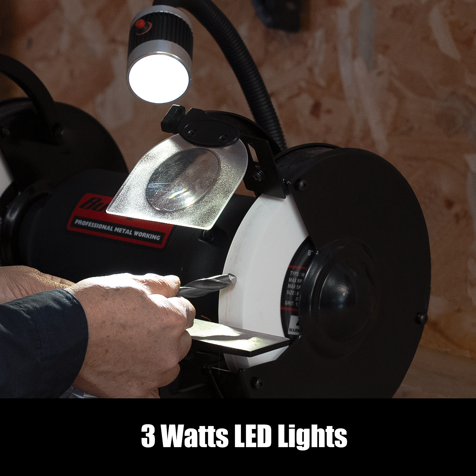 Bucktool 8" VFD 1HP Power Variable Speed Wobble-free Bench Grinder for Knife, Metalworking TDS-I200VL