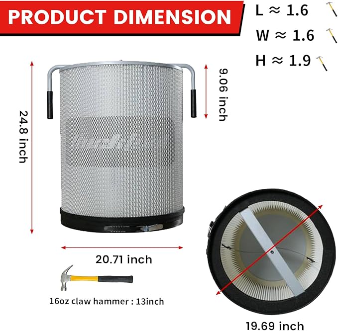 BUCKTOOL DC1100 1-1/2HP 1100 CFM Woodworking Dust Collector with 2-Micron Canister Filter
