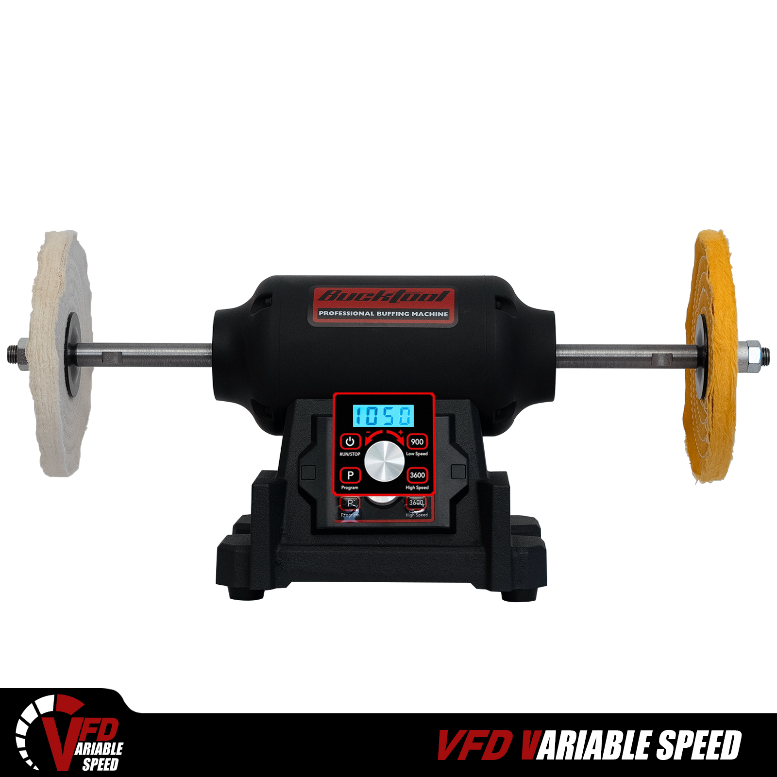 BUCKTOOL 1HP VFD Motor 8-Inch Variable Speed Bench Buffer Polisher TDS-I200VBG