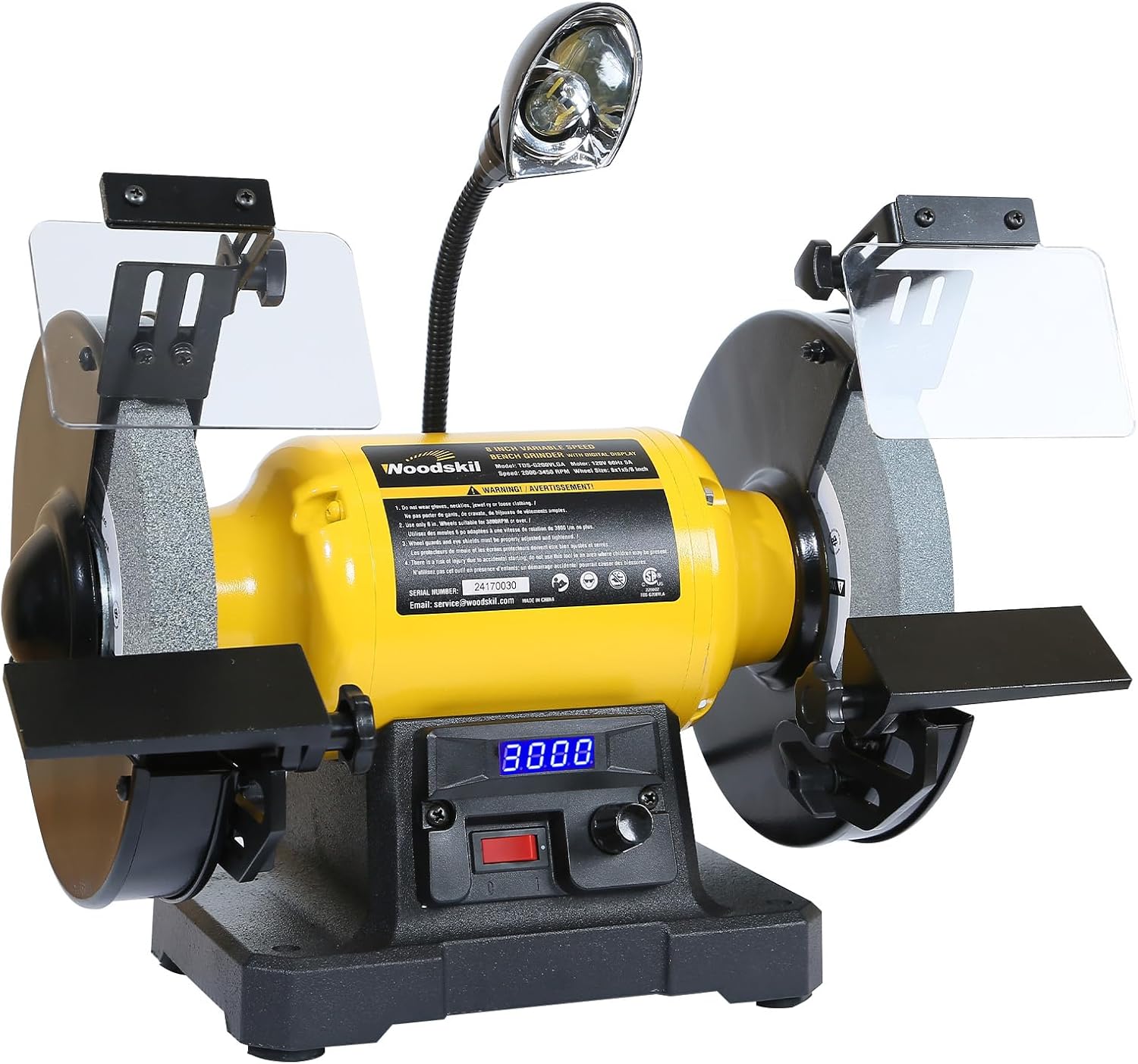 Digital Display 8 Inch Variable Speed Bench Grinder, 3/4HP 5.0 Amp Power Bench Grinder TDS-G200VLGA