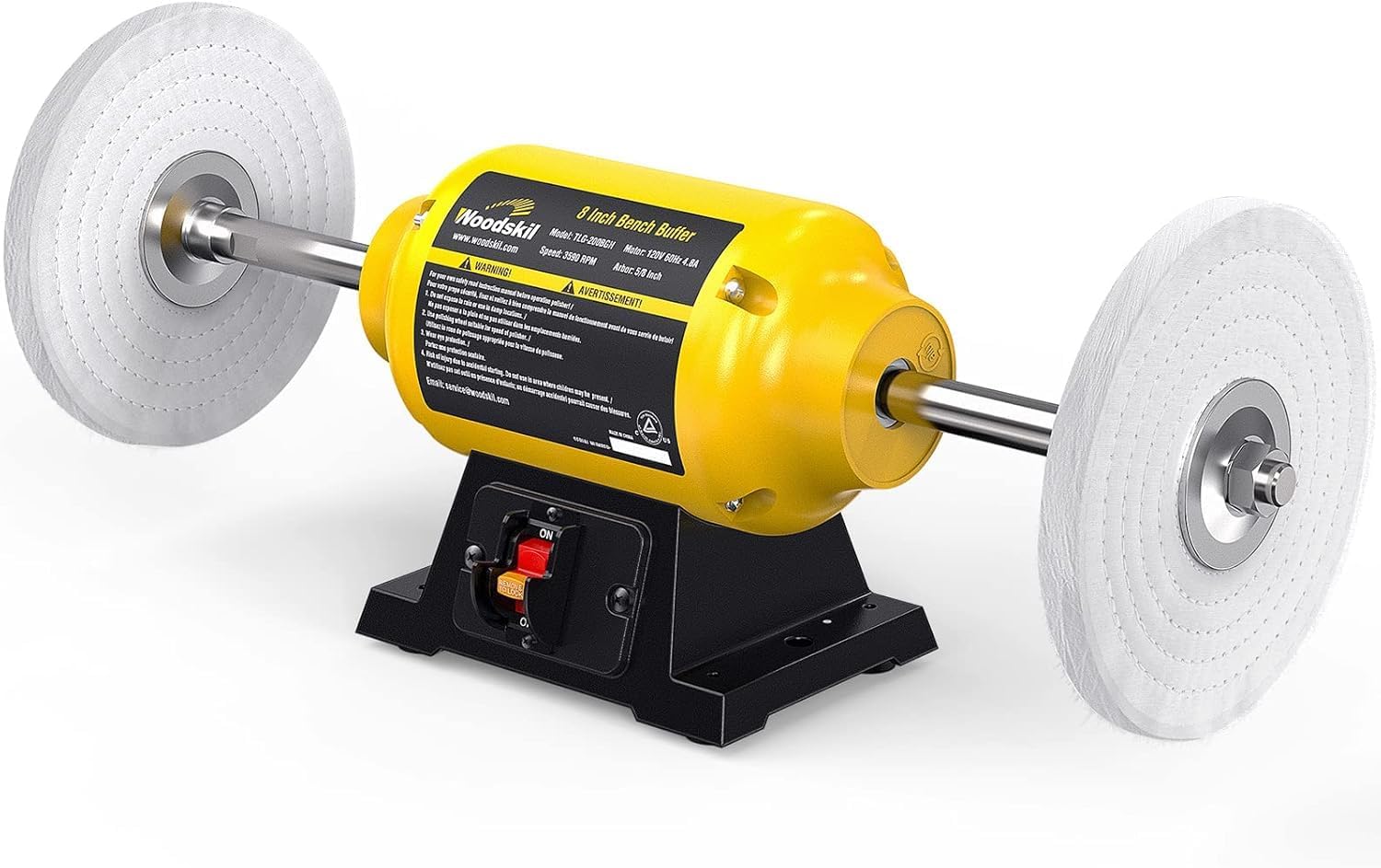 3/4HP Bench Buffer Polisher 4.8A, 8 inch Jewelry Buffer Polisher Machine, 3600 RPM Powerful Bench Polisher TLG-200BGH