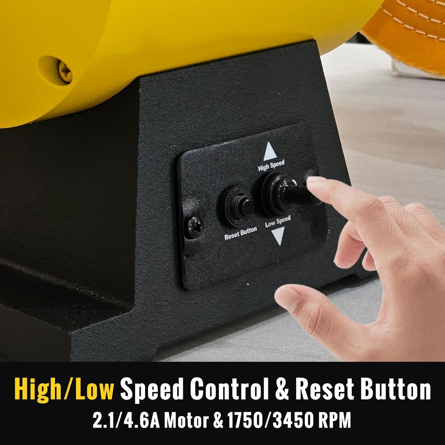 10 Inch Bench Buffer Polisher, Dual Speed 1750/3450RPM Electric Buffing Machine ‎TDS-250BGDS