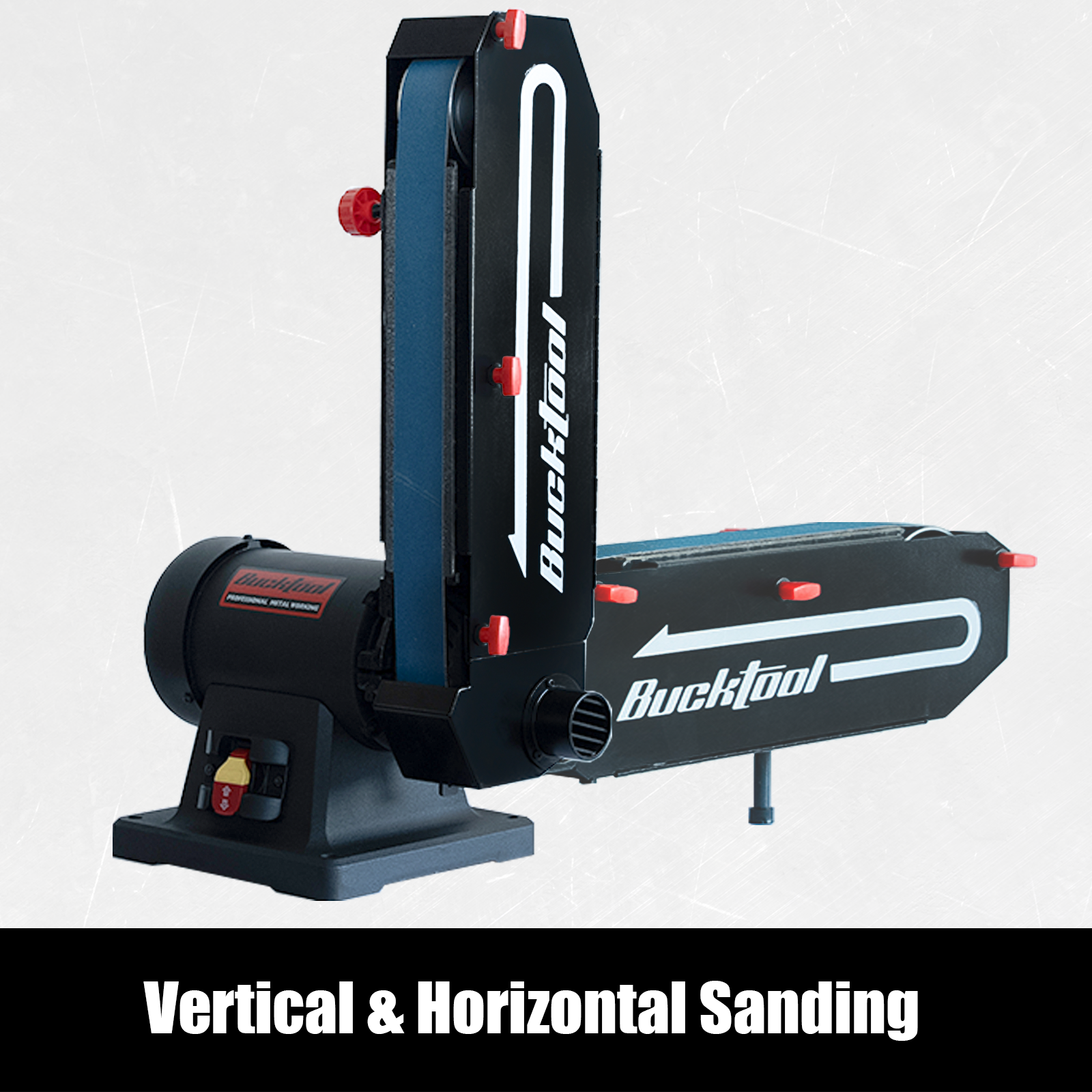 BUCKTOOL 1HP 2×48 Inch 4500 FPM Bench Belt Sander with Iron Base & Platen with Safety Switch CH50BS