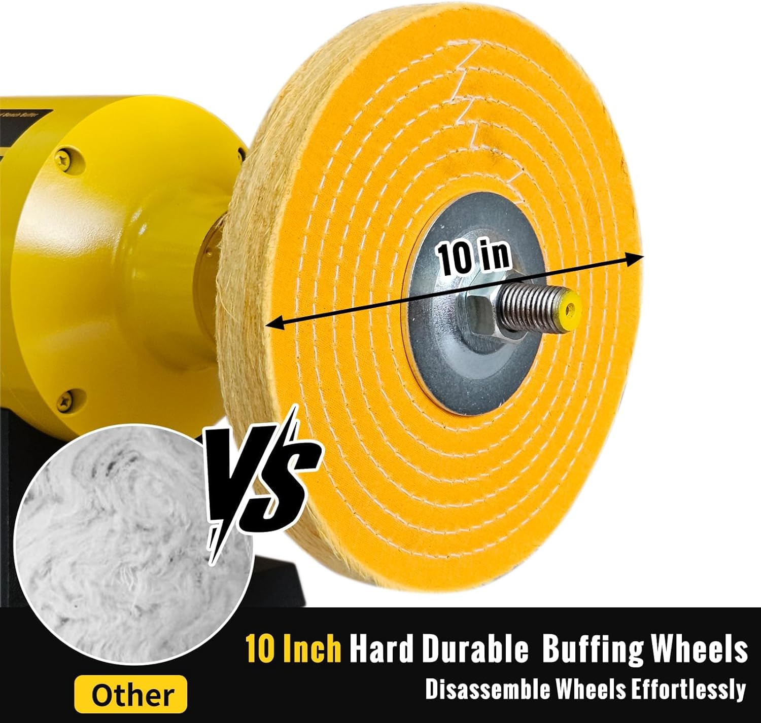 10 Inch Bench Buffer Polisher, Dual Speed 1750/3450RPM Electric Buffing Machine ‎TDS-250BGDS