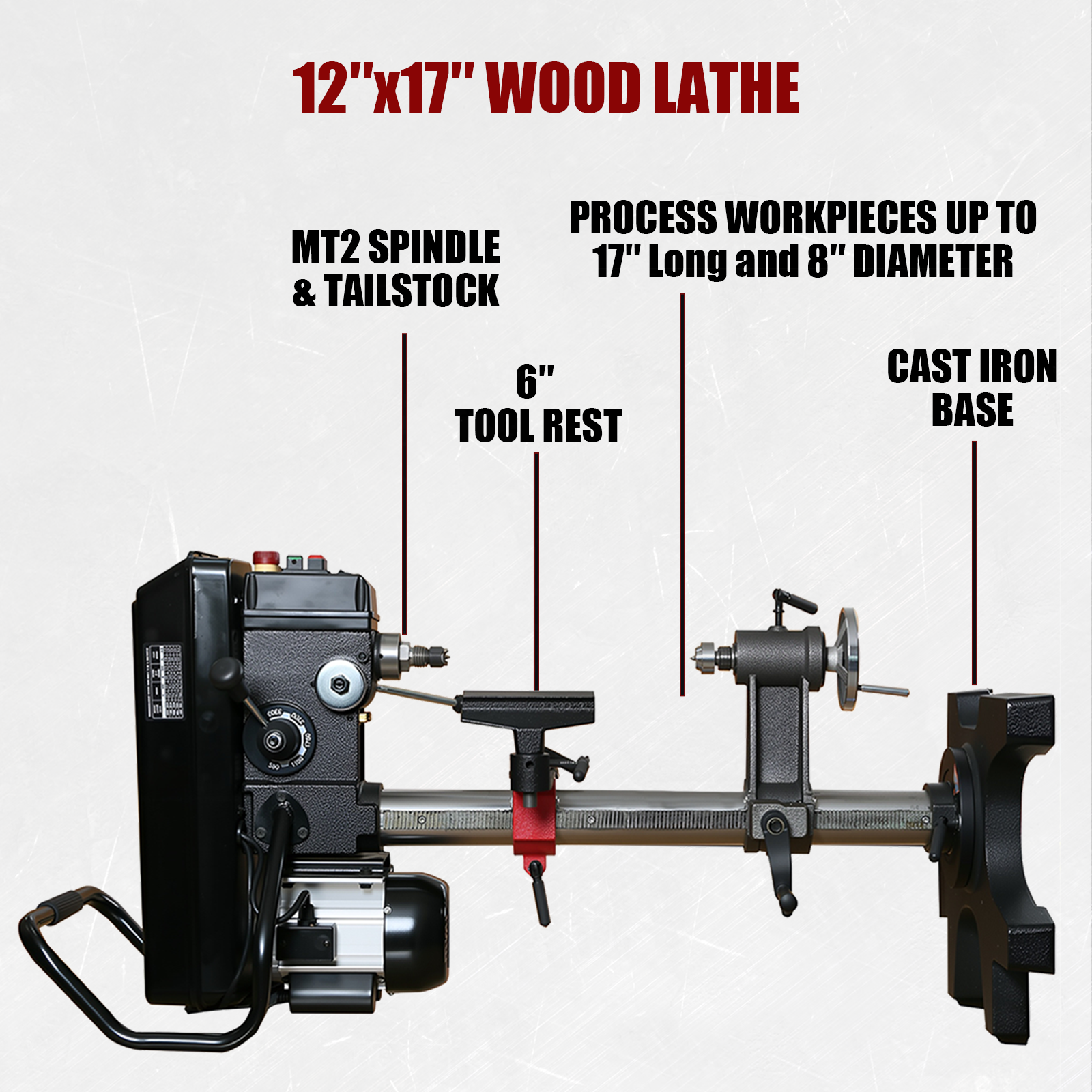 BUCKTOOL Drill Press and Wood Lathe Combo, 3/4HP 12" 6.2Amp 580-3200RPM Variable Speed Benchtop Drill Press and 12"x17" Wood Lathe - Bucktool