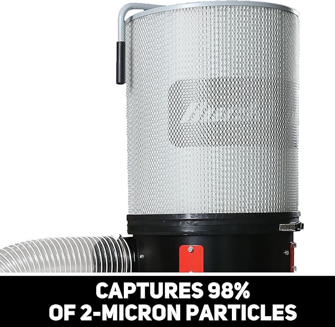 BUCKTOOL DC1100 1-1/2HP 1100 CFM Woodworking Dust Collector with 2-Micron Canister Filter
