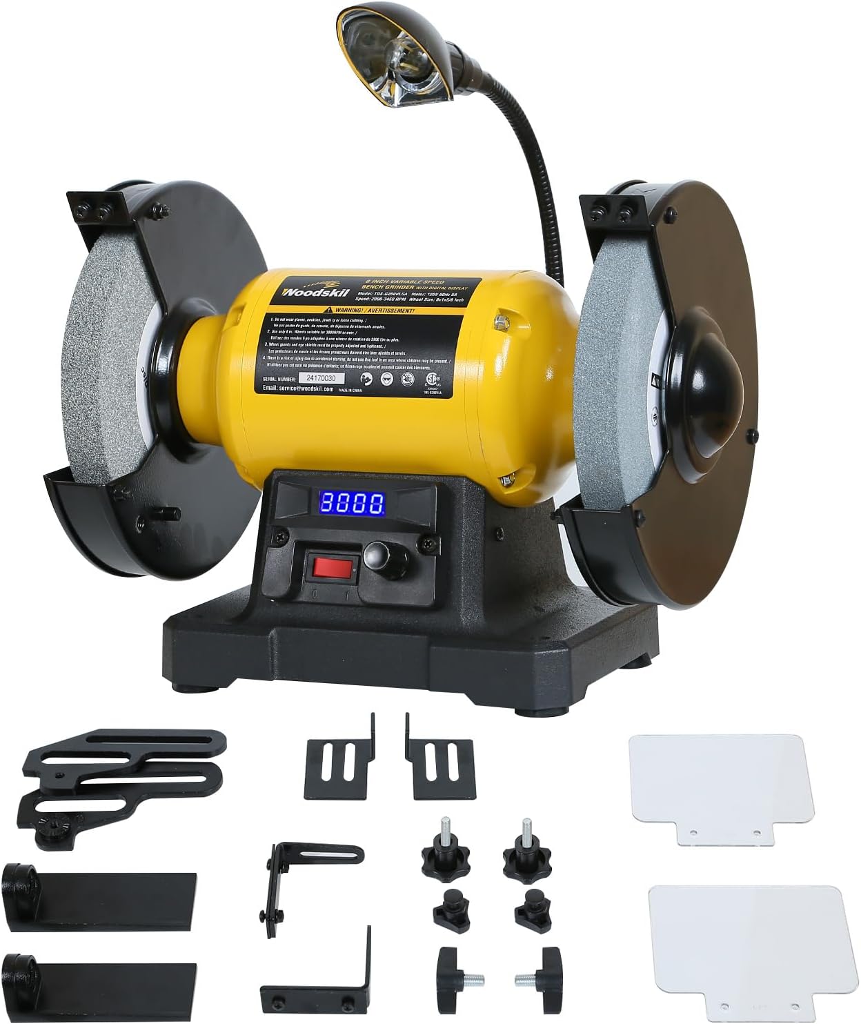 Digital Display 8 Inch Variable Speed Bench Grinder, 3/4HP 5.0 Amp Power Bench Grinder TDS-G200VLGA