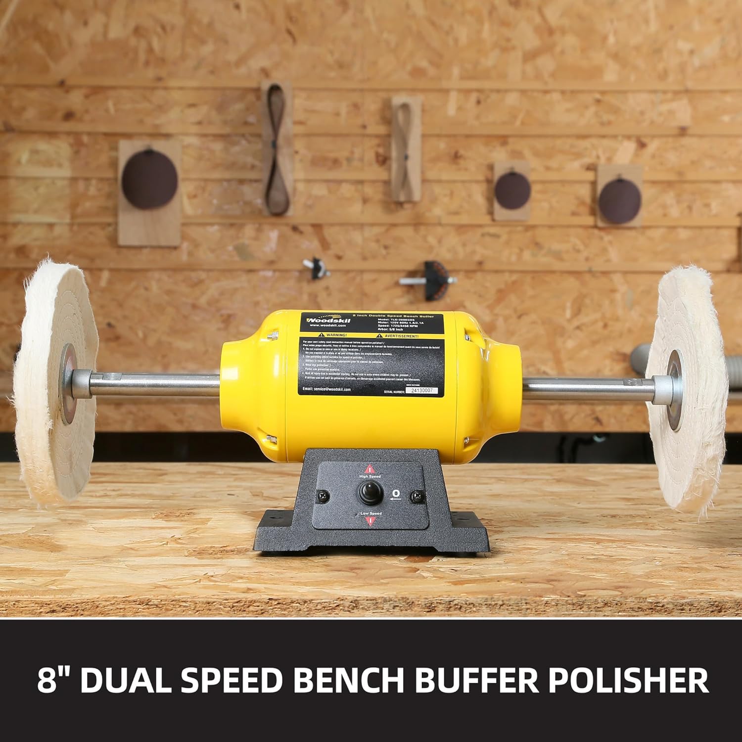 1.8/3.1A 1725/3450 RPM 8 inch Dual Speed Bench Buffer Polisher ‎TLG-200BGDS