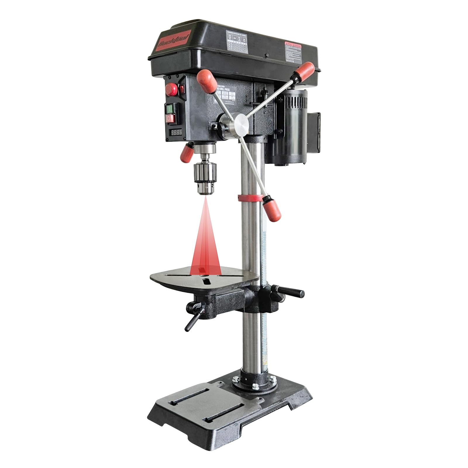 BUCKTOOL 12'' Low Speed Drill Press | 3/4HP 6-Pole Motor (360–2000 RPM) | Precision Tabletop Drill with Laser Guide & LED Worklight | Ideal for Metal & Wood , DP12VL-2
